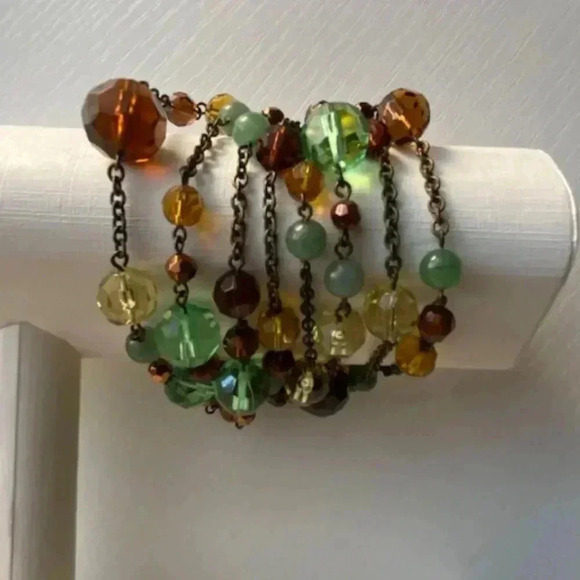VINTAGE Faceted 8-Stranded Chain Bead Bracelet. Y2K - Picture 2 of 8